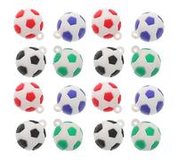 Angoily Breloques de Football en Pvc Souple 16 Pièces - 4 Mini Ballons Réalistes Rouges, Bleus, Noirs et Verts - Charms Sport pour Bracelets, Colliers et Loisirs Créatifs,