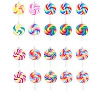 Angoily Breloques Sucette En Pâte Polymère Diy 20 Pièces Multicolore De Bonbon Pour Création Bijoux Clés Garçon Et Filles Fête Carnaval Loisirs Créatifs