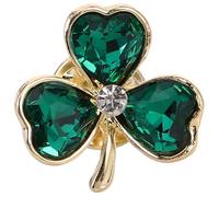 Angoily Broche Style Mode Trèfle à Trois Feuilles en Alliage et Verre | Vert Émeraude, Motif Shamrock, Usage Casual ou Formel, pour Veste et Pull
