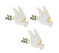 Angoily Broches Oiseau la Paix en Alliage de Zinc Blanc, Lot de 3 Pièces, Épingles Élégantes et Résistantes la Rouille pour Vêtements et Décoration de Paquet à Dos