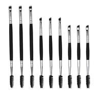 Angoily Brosse à Sourcils Double Embout 9 Pcs Manche en Bois Poils Doux Biseautés et Goupillon Kit Professionnel pour Dessin Précis Remplissage et Mise des Sourcils Usage Quotidien et