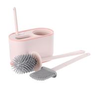 Angoily Brosse WC Murale Suspendue Manche Long Tête Résistante pour Nettoyage en Profondeur Kit de Nettoyage Salle de Bain Support Mural Couleur Rose Fleur Accessoire Pratique pour