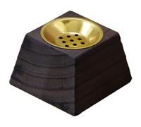 Angoily Brûleur de Parfum en Bois Foncé Vintage Porte-Parfum Trapézoïdal Compact Support pour Bâtonnets de Parfum Décoration Intérieure pour Salon Bureau et Contemplation