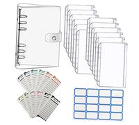 Angoily Budget Binder Transparent PVC With Zipper Pockets Budget Sheets Stickers For Cash Management And Planning