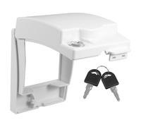 Angoily Cache-prises Étanche Blanc 86 Type avec Verrou pour Salle de Bain Cuisine, Boîte de Sortie Murale Encastrée, Protection Sécurité Garçon et Filles Projections D’eau, Accessoire