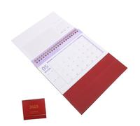 Angoily Calendrier de Bureau Anglais Spiralé Calendrier Compact pour Bureau Académique et Familial Minimaliste Rouge