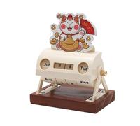 Angoily Calendrier perpétuel en bois - Calendrier perpétuel de bureau journalier vintage en bois - Accessoires de bureau au style champêtre moderne