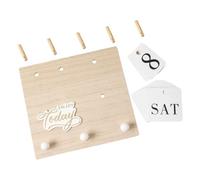 Angoily Calendrier Perpétuel Mural avec Crochets en Bois Style Ferme | Flip Mois Date Jour, Décoration Rustique Vintage Khaki, Usage Maison Bureau Entrée, Ensemble