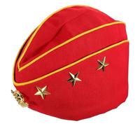 Angoily Casquette de Marin Russe Rouge Bordure Jaune et Décoration Épi de Blé, Casquette D’hôtesse de L’air Légère en Tissu Respirant pour Spectacles de Danse et Soirées Cosplay,