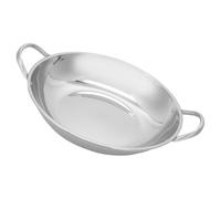 Angoily Casserole Inoxydable Antiadhésive à Double Anse Fond Plat 22 CM pour Cuisson de Fruits de Mer et Fondues Usage Domestique