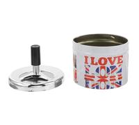 Angoily Cendrier en Métal Inoxydable à Extinction Automatique Couvercle Rotatif Petit Format Plateau Fumeur Décoratif Cendrier de Bureau pour Maison et Souvenirs du Royaume-Uni