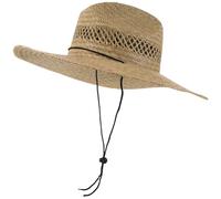 Angoily Chapeau de Cowboy Rustique Tissé en Paille, Large Bord Khaki | Léger, Protection UV et Respirant, Chapeau de Jardinier Homme, Style Campagnard pour Fête et Décor