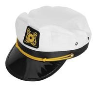Angoily Chapeau de Marin de Capitaine Blanc Ajustable en Polyester pour | Casquette Style Yacht, Broderie Navale, Bord en Cuir, Accessoire de Déguisement, pour Vacances et Extérieur