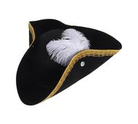 Angoily Chapeau de Pirate Noir en Tissu Non Tissé Plume Blanche, Confortable à Porter, pour Carnaval et Fête Dhalloween, Accessoire Unique pour Costume de Pirate