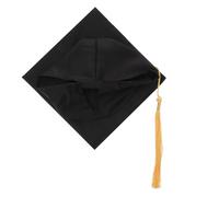 Angoily Chapeau De Remise De DiplôMe Ajustable Pour Adultes Avec Pompon Jaune Toque ÉTudiant Noire Accessoire CéRéMonie De Graduation Universitaire Et FêTe AcadéMique