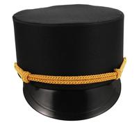 Angoily Chapeau Noir de Conductrice de Train en Tissu Classique Rétro, Accessoire Sécurisé et Polyvalent pour Déguisement D'ingénieur Fête D'anniversaire et Tenue Garçon et Filles