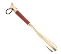 Angoily Chausse-pied Long en Alliage et Bois Décoration Vache, Longueur 32 Cm, Accessoire Chaussure Pratique pour Hommes et Femmes, Évite de Se Pencher