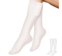 Angoily Chaussettes Hautes Hydratantes en Sebs pour Pieds Secs et Fissurés Chaussettes de Nuit Longues Bord Élastique Soin Exfoliant et Réparateur pour Talons Unisexes Blanc 1 Paire
