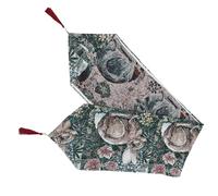 Angoily Chemin de Table de Pâques Décoratif Lapin Gris 1 Pièce Tissu Imprimé Printemps pour Salle à Manger la Cuisine et Fêtes de Pâques