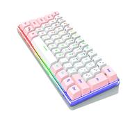 Angoily Clavier Mécanique Compact RGB 61 Touches Gamer Filaire pour PC et Ordinateur Portable Rose Blanc, Clavier D'ordinateur Mini Ergonomique pour Joueurs Aficionados