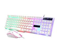 Angoily Clavier Souris USB Câblé Ensemble Clavier Filaire Ergonomique pour Pc Jeu Informatique Durable Confortable Et Précis