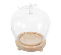 Angoily Cloche De Table Décorative en Verre Cloche en Verre avec Base en Bois Couvercle pour Assiette À Gâteau Transparente pour Fleur Immortelle