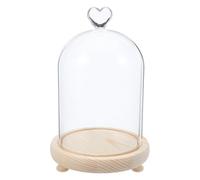 Angoily Cloche en Verre de Cœur avec Socle en Bois, Finition Lisse Sécurisée, pour Exposer Figurines en Argile et Fleurs Maison
