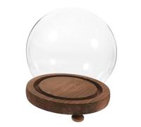 Angoily Cloche en Verre Présentoir Cloche À Bougie De Bureau Globe en Verre Contenant des Roses Stabilisées Globe Rond Socle en Bois pour Objets Souvenirs Bocaux À Fleurs