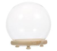 Angoily Cloche Verre avec Socle Bois pour Micro Paysage Lumineux Décoratif Vitrine Miniature pour Fleurs Artificielles et Plantes Préservées Accessoire de Présentation Anti-poussière pour