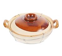 Angoily Cocotte en Terre Cuite Blanche 08 L Double Anse Marmite Ménagère Multifonctionnelle Résistante à la Chaleur pour Mijoté Cuisson Riz et Ragoût Ustensile Cuisine Maison Pratique