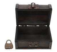 Angoily Coffre à Bijoux Vintage en Bois Gris Vieilli avec Serrure à Combinaison 3 Chiffres Boîte à Trésors Verrouillable pour Escape Game et Rangement Décoratif Multifonction
