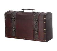 Angoily Coffret à Vin en Bois Rétro Double Compartiment Boîte de Rangement Décorative pour 2 Bouteilles Bois Massif Naturel Présent Mariage et Noël Coffret de Transport Sécurisé pour