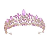 Angoily Coiffe Baroque en Strass pour Femme, Bandeau de Mariage Doré Violet, Accessoire de Cheveux Réutilisable pour Robe de Cérémonie et Costume Princesse, Décoration Élégante pour Bal