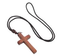 Angoily Collier Croix de Santal Vintage pour Hommes et Femmes Pendentif Crucifix Rétro Authentique Bijoux Chrétiens et Confortables pour Pâques Église et Usage