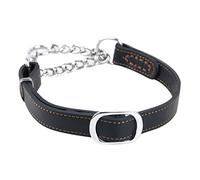 Angoily Collier Cuir Ajustable avec Chaîne Acier pour Chiens Moyens Collier De Semi-étrangleur pour Entraînement Et