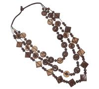 Angoily Collier Rétro Pour Femmes Coquillage De Noix De Perles En Bois Tricotées À La Main Bijoux De Plage Tendance Pendentif Breloque Pour Dames Et Filles (Marron)