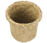 Angoily Corbeille à Papiers Ménagère Tressée en Jonc de Mer Petite Poubelle Ronde S 15X12 CM Poubelle Résistante à L'Usure pour Bureau Chambre et Salon Accessoire Pratique de