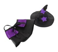 Angoily Costume De Sorcier pour Chien avec Cape Et Chapeau Déguisement Halloween pour Animaux De Compagnie Adaptée Aux Petits Chiens Et Chats