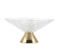 Angoily Coupe à Fruits en Verre sur Pied Grand Bol Décoratif Transparent de Feuille Plateau Multifonction pour Fruits et Bonbons Présentoir Élégant pour Table de Salon et Réception