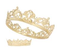 Angoily Couronne en Métal Doré Unisexe, Accessoire Élégant pour Cheveux, Crée une Coiffure Instantanée, pour Bals de Promo et Fêtes de Noël