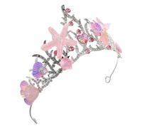 Angoily Couronne Sirène Rose Épaisse Coquillages et Strass, Serrage-tête D'océan pour Filles, Accessoires de Plage et Carnaval, Bandeau Thème Mer pour Anniversaire et Déguisement