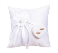 Angoily Coussin Porte-alliances Mariage Blanc Carré en Polyester Design Floral Délicat, Facile à Transporter Cérémonie de Mariage