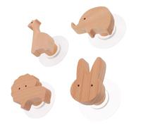 Angoily Crochet Mural en Bois Décoratif Animalier Style Cartoon Khaki, Supporte Objets Lourds Deux Méthodes D'installation, Cuisine et Bureau