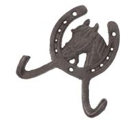 Angoily Crochet Mural en Fonte Double Tête de Cheval Patère Rustique pour Manteaux et Serviettes Crochet de Rangement Mural Vintage 1 Pièce Fixation Murale pour Salle de Bain et Entrée