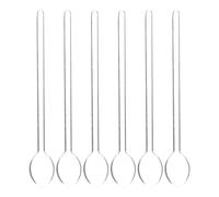 Angoily Cuillere a Cafe, Cuillere a Dessert, CuillèRe Longue En Verre Transparent Set De 6 CuillèRes À Café IdéAles Pour MéLanger Des Boissons Chaudes Et Desserts, Plastique 14.20 Cm
