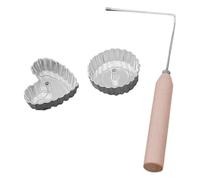 Angoily Cuillère à Frire en Alliage d'Aluminium Antiadhésive Manche en Bois, Lot de 3 set de, Ustensile Cuisine pour Beignets et Friture, pour Pâtisserie Maison