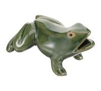Angoily Décoration de Fontaine Grenouille en Céramique Verte Design Ouvrant et Circulation d'eau pour Balcon et Extérieur