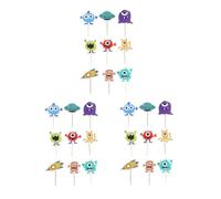 Angoily Décoration en Gâteau Garçon Anniversaire 27pcs Filles et Papier Bâtonnets Bambou, Effet Décoratif Unique D'anniversaire Garçon et Filles Joyeux et Coloré pour