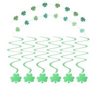 Angoily Décorations Suspendues Trèfle Spirale 8 Pièces Vert Pailleté pour Fête Saint-Patrick et Décoration Bal Promo Breloques Délicates