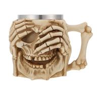Angoily Détective Crâne Café Tasse en Acier Inoxydable Crâne Tasse Viking Potable Squelette Résine Bière Stein Chope Café de Thé Halloween Bar Verres Cadeau Style Un